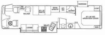 36' 2002 Airstream Land Yacht 365 Xc XC DOUBLE SLIDE 330hp Caterpillar w/2 Slides Floorplan