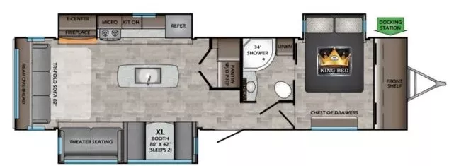 34' 2023 Crossroads Sunset Trail 330SI w/3 Slides Floorplan