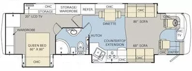 41' 2008 Monaco Diplomat 40SFT 400hp Cummins w/3 Slides Floorplan