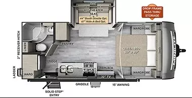 23' 2024 Forest River Rockwood Mini Lite 2205S w/Slide Floorplan