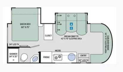 25' 2017 Thor Citation Sprinter 24SS w/2 Slides Floorplan