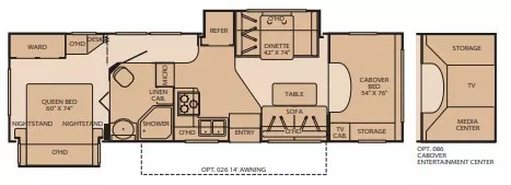 32' 2006 Fleetwood Tioga 31M w/2 Slides Floorplan