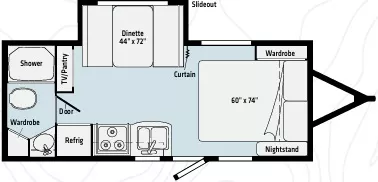 22' 2024 Winnebago Micro Minnie 2108FBS w/Slide Floorplan