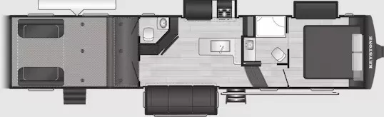 40' 2020 Keystone Fuzion Impact 367 w/3 Slides & Generator  - Toy Hauler Floorplan