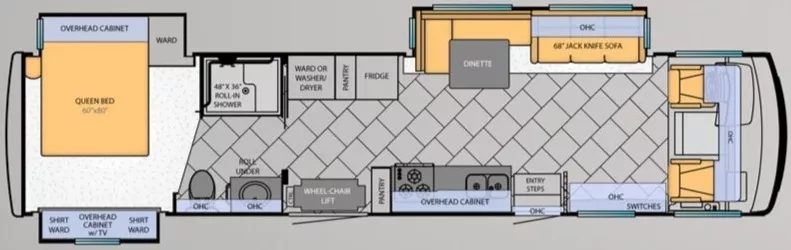 41' 2014 Newmar Canyon Star Wheelchair Accessive 3911 w/3 Slides Floorplan