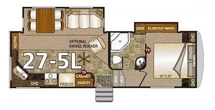 30' 2016 Northwood Arctic Fox 27-5L w/2 Slides & Generator Floorplan