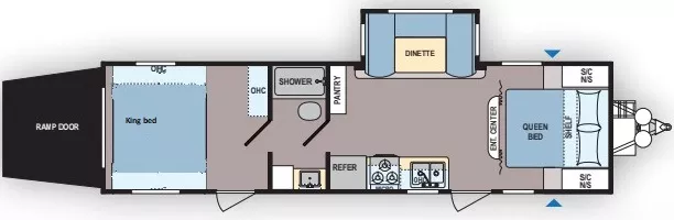 35' 2017 Dutchmen Coleman 300TQ w/Slide - Toy Hauler Floorplan