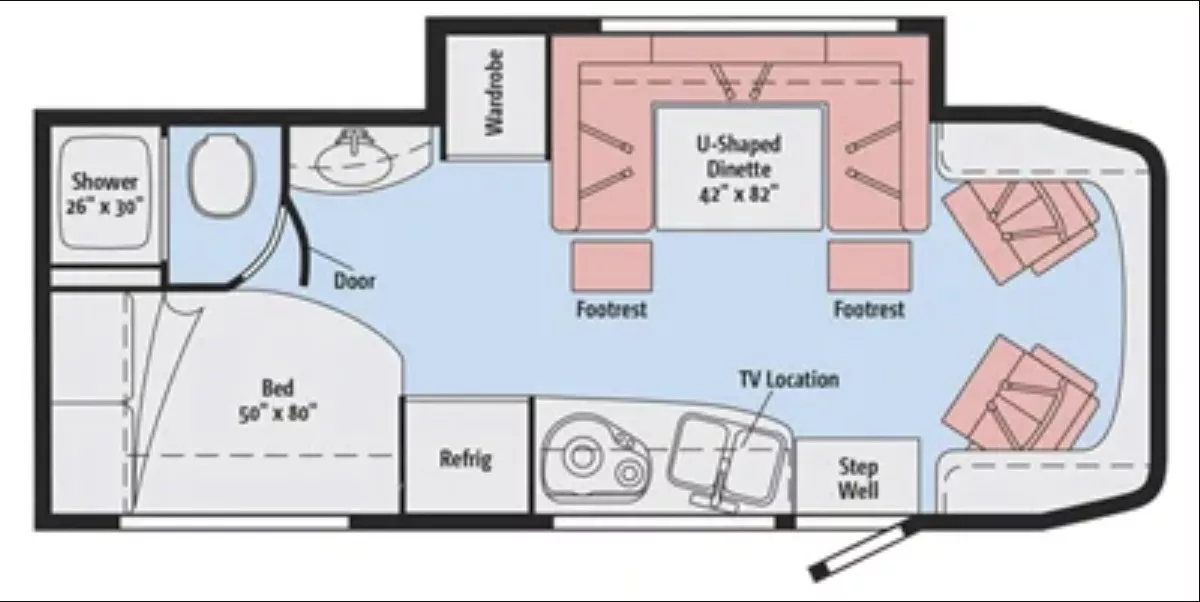 25' 2017 Winnebago View Series Sprinter 24J w/Slide Floorplan
