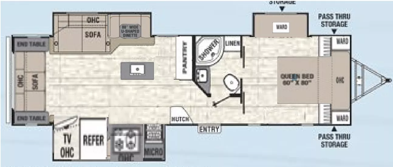 36' 2018 Coachmen Freedom Liberty Express 322RLDS w/3 Slides Floorplan