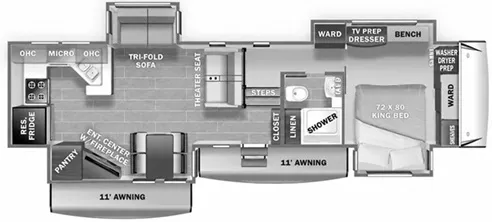 41' 2021 Forest River Sanibel 3702WB w/4 Slides Floorplan