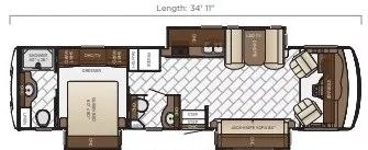35' 2018 Newmar Bay Star 3403 w/3 Slides Floorplan