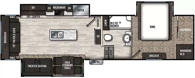 36' 2020 Coachmen Brookstone 310RL w/3 Slides Floorplan