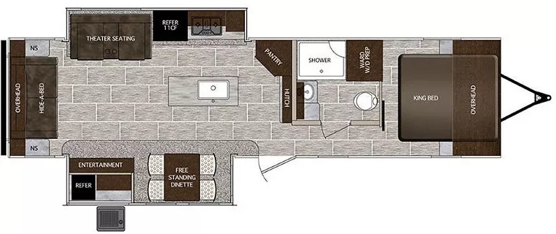 36' 2019 Primetime Lacrosse Luxury Lite 3299SE w/2 Slides Floorplan