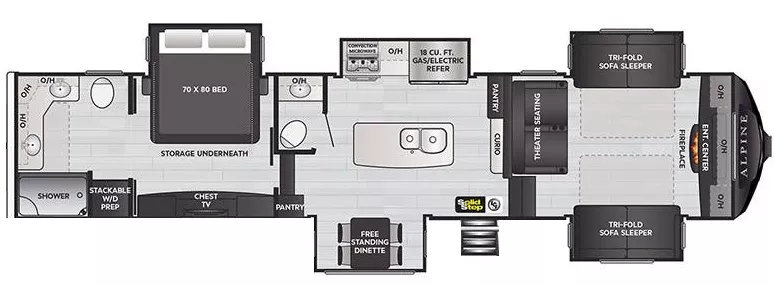 41' 2022 Keystone Alpine 3700FL w/5 Slides Floorplan