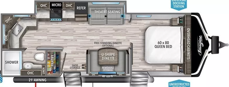 29' 2021 Grand Design Imagine 2610ML w/Slide Floorplan