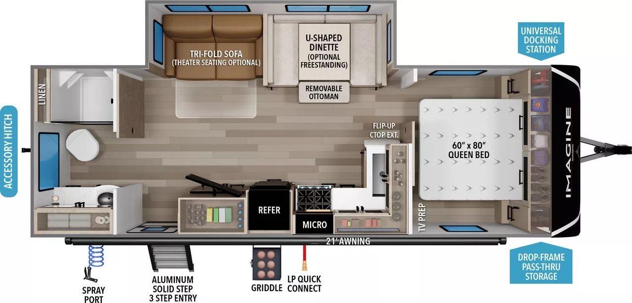 29' 2021 Grand Design Imagine 2600RB w/Slide Floorplan