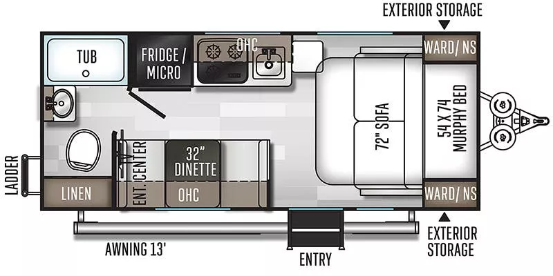 21' 2020 Rockwood Geo G19FD Floorplan