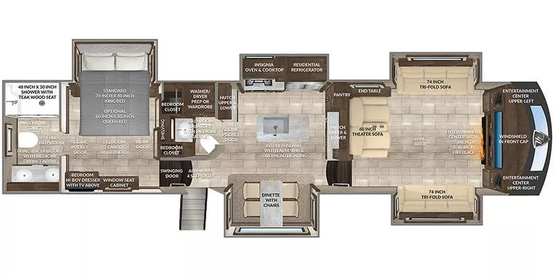 42' 2022 Vanleigh RV Beacon 41FLB w/5 Slides Floorplan
