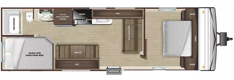 29' 2022 Highland RV Olympia 26BH - Bunk House Floorplan