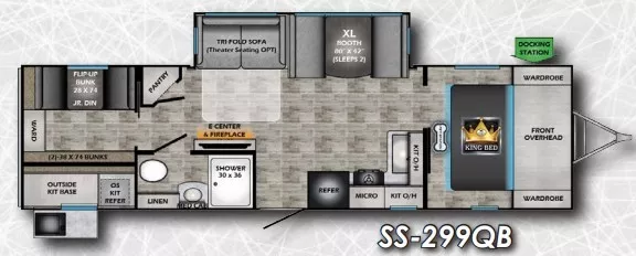 33' 2022 Crossroads Sunset Trail Super Lite 299QB w/Slide - Bunk House Floorplan