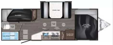 23' 2018 Travel Lite Falcon 24BH w/Slide - Bunk House Floorplan