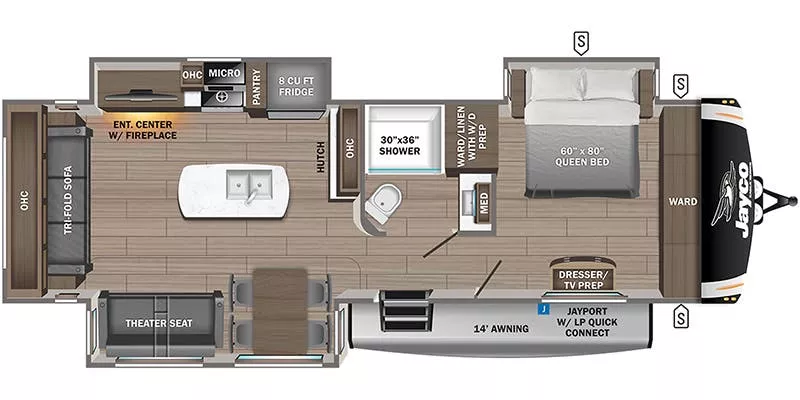 38' 2023 Jayco Eagle Ht 294CKBS w/3 Slides Floorplan