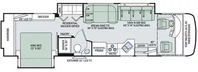 37' 2016 Thor Palazzo 36.2 340hp Cummins w/2 Slides Floorplan