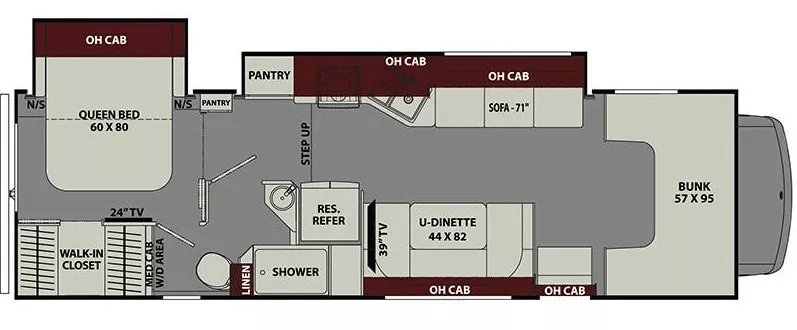 32' 2018 Coachmen Leprechaun 311FS w/2 Slides Floorplan