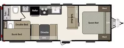 28' 2016 Keystone Springdale Summerland 2600TB - Bunk House Floorplan