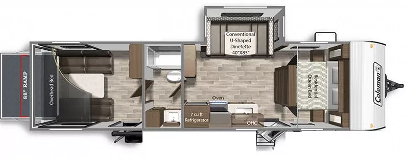 34' 2021 Dutchmen Coleman Lantern 300TQ w/Slide - Toy Hauler Floorplan