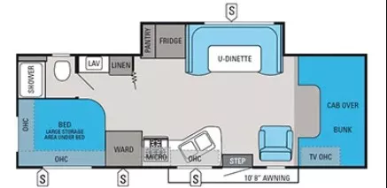 28' 2014 Jayco Redhawk 26XS w/Slide Floorplan