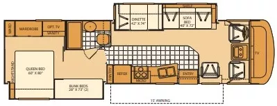 36' 2008 Fleetwood Fiesta Lx 34N w/2 Slides - Bunk House Floorplan