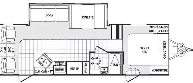30' 2012 Forest River Puma 26RLSS w/Slide Floorplan