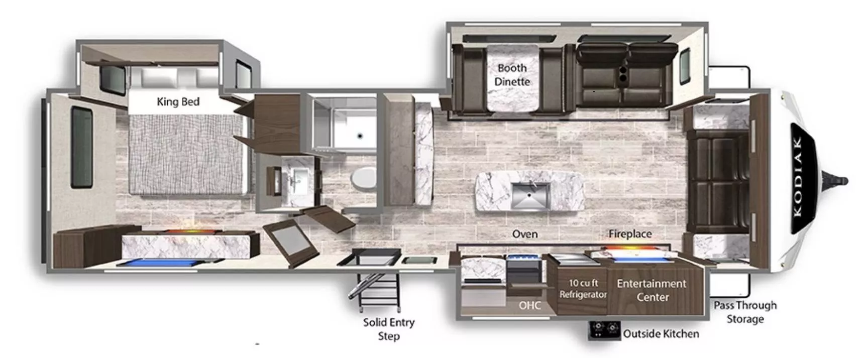 37' 2022 Dutchmen Kodiak Ultimate 3371FLSL w/3 Slides Floorplan