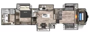 42' 2021 Forest River Cardinal Luxury 370FLX w/5 Slides Floorplan