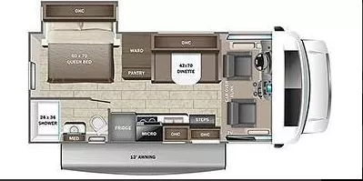 25' 2023 Entegra Coach Odyssey SE 22C w/Slide - Bunk House Floorplan