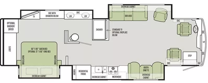 39' 2019 Tiffin Allegro Red 37PA 360hp Cummins w/4 Slides Floorplan