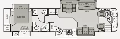 41' 2004 Four Winds Mandalay 40B 330hp Cummins w/4 Slides Floorplan