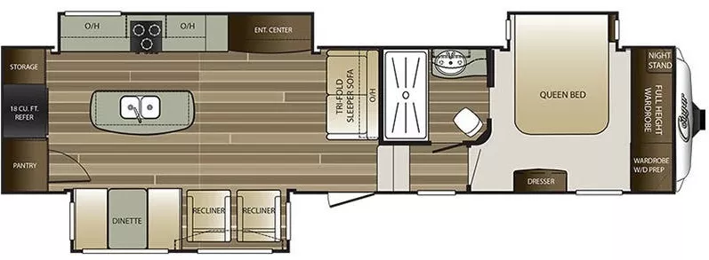 38' 2017 Keystone Cougar 341RKI w/3 Slides Floorplan