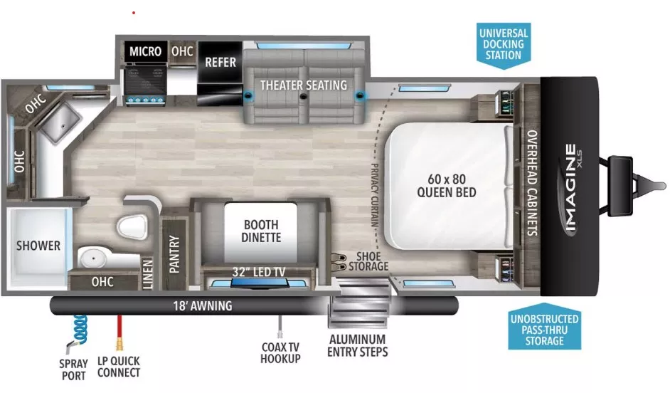 26' 2024 Grand Design Imagine Xls Series 22MLE w/Slide Floorplan