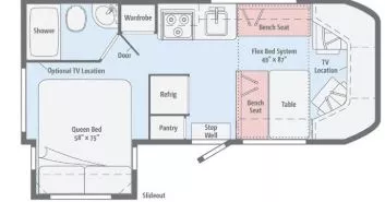 23' 2018 Winnebago Fuze 23T w/Slide Floorplan