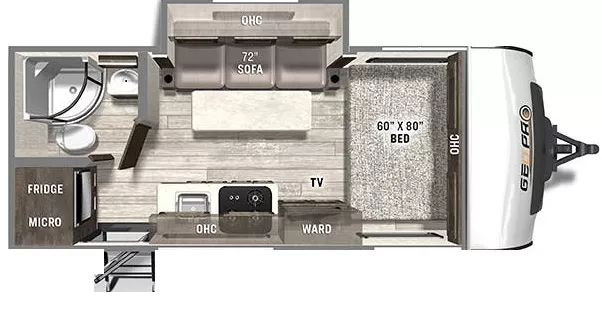 20' 2021 Forest River Geo Pro 19FBS w/Slide Floorplan
