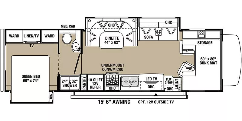 32' 2021 Forest River Solera 32DSK w/2 Slides Floorplan