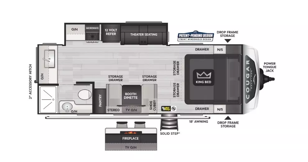 27' 2025 Keystone Cougar 22MLS w/Slide Floorplan