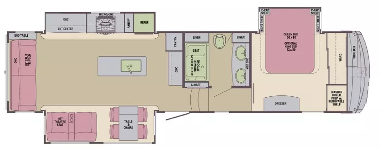 38' 2021 Palomino Columbus Compass 329DVC w/3 Slides Floorplan
