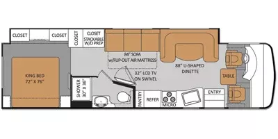 35' 2014 Thor Daybreak 34XD w/3 Slides Floorplan