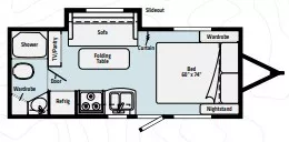 21' 2017 Winnebago Micro Minnie 2106FBS w/Slide Floorplan