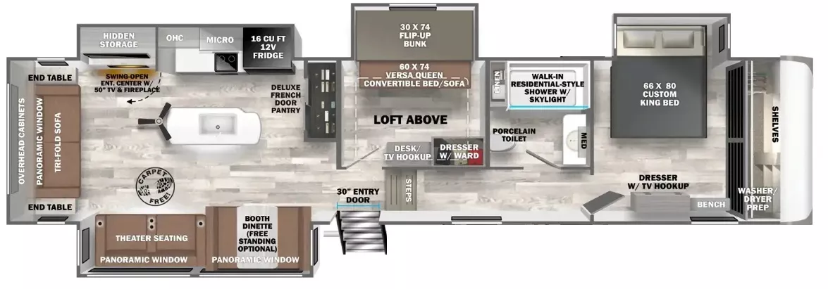 41' 2022 Forest River Salem Hemisphere 369BL w/4 Slides - Bunk House Floorplan