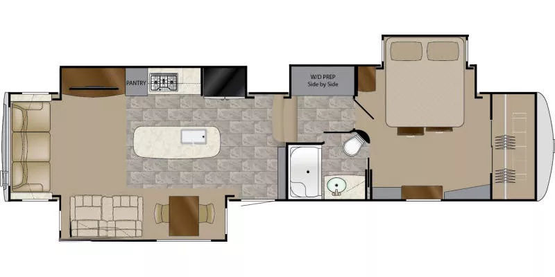 40' 2018 Heartland Landmark 365 OSHKOSH w/3 Slides Floorplan