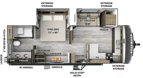 29' 2023 Forest River Rockwood Signature 8263MBR w/2 Slides Floorplan